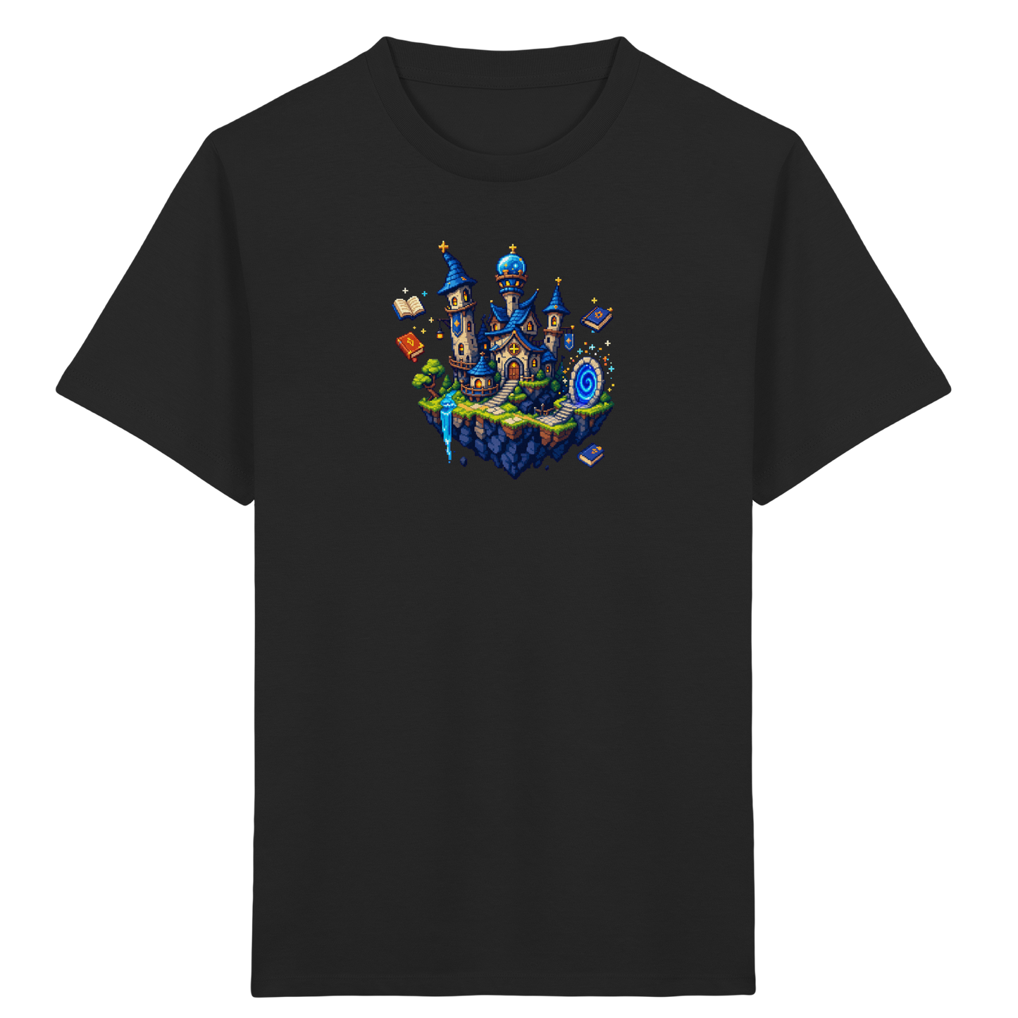 Magische Akademie schwebende Insel Pixel-Shirt - Kinder Bio T-Shirt