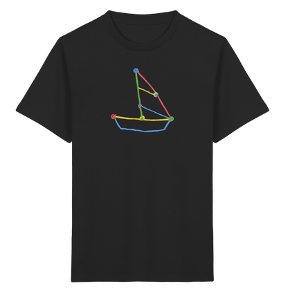 Buntes Farbpunkt Segelboot - Kinder Bio T-Shirt Vorderseite