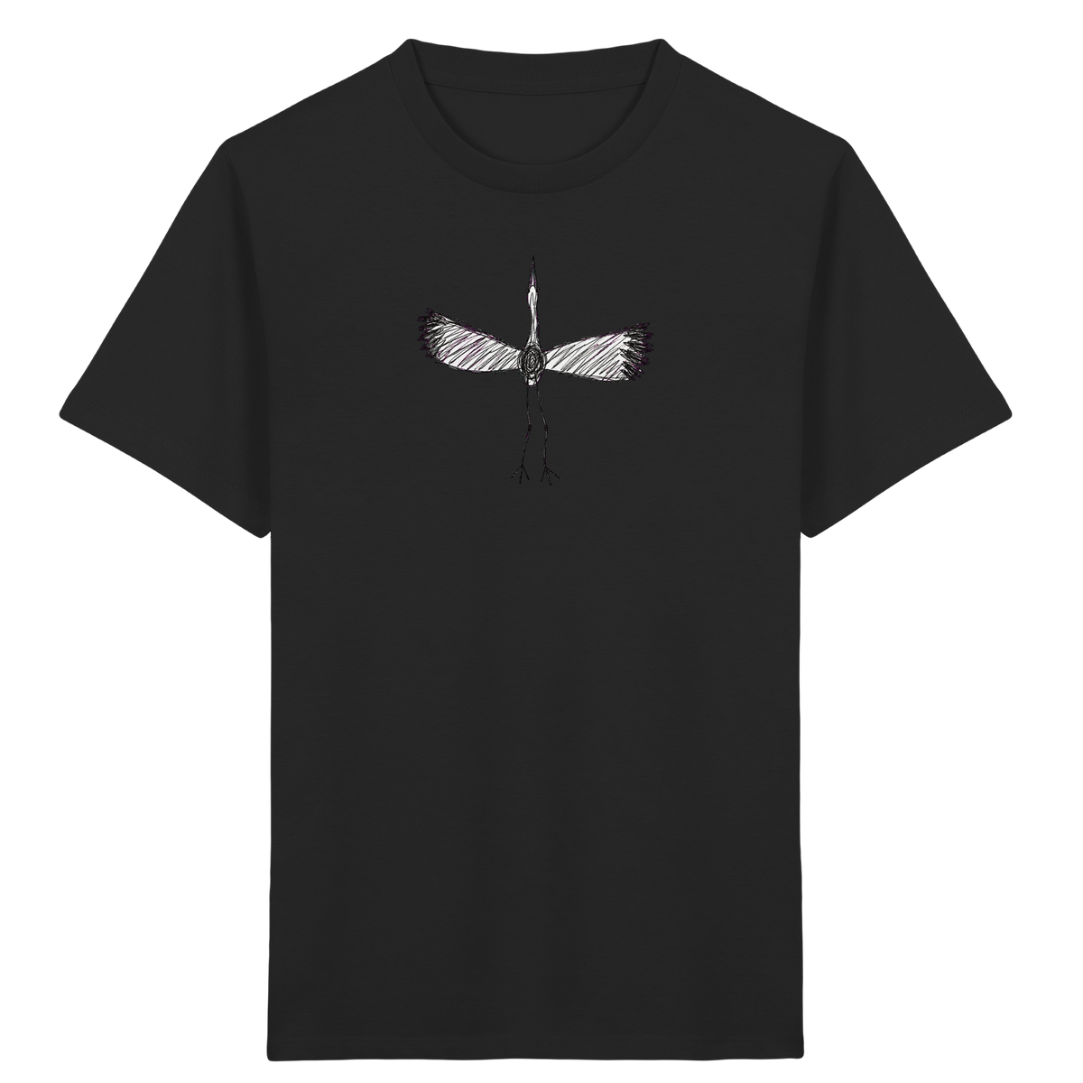 Storch von oben gezeichnet - Kinder Bio T-Shirt Vorderseite