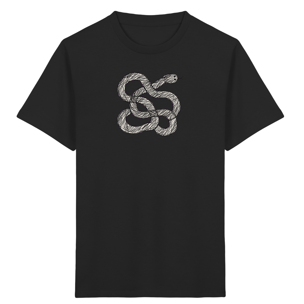Schlange von oben gezeichnet - Kinder Bio T-Shirt Vorderseite