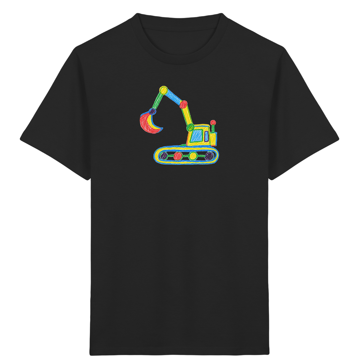 Bunter Punkt Bagger - Kinder Bio T-Shirt Vorderseite