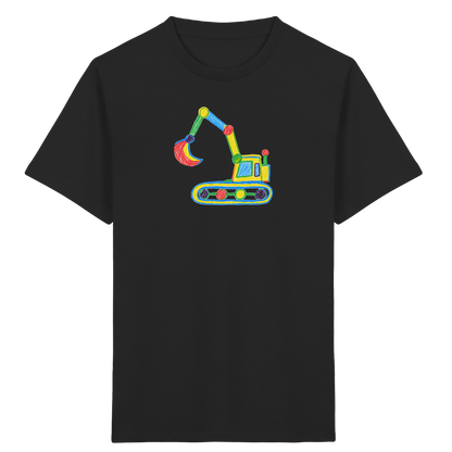 Bunter Punkt Bagger - Kinder Bio T-Shirt Vorderseite