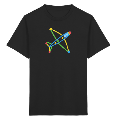 Buntes Flugzeug mit Farbpunkten - Kinder Bio T-Shirt Vorderseite