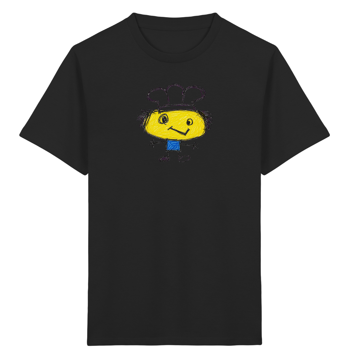 Kritzelkopf mit Kochmütze - Kinder Bio T-Shirt Vorderseite