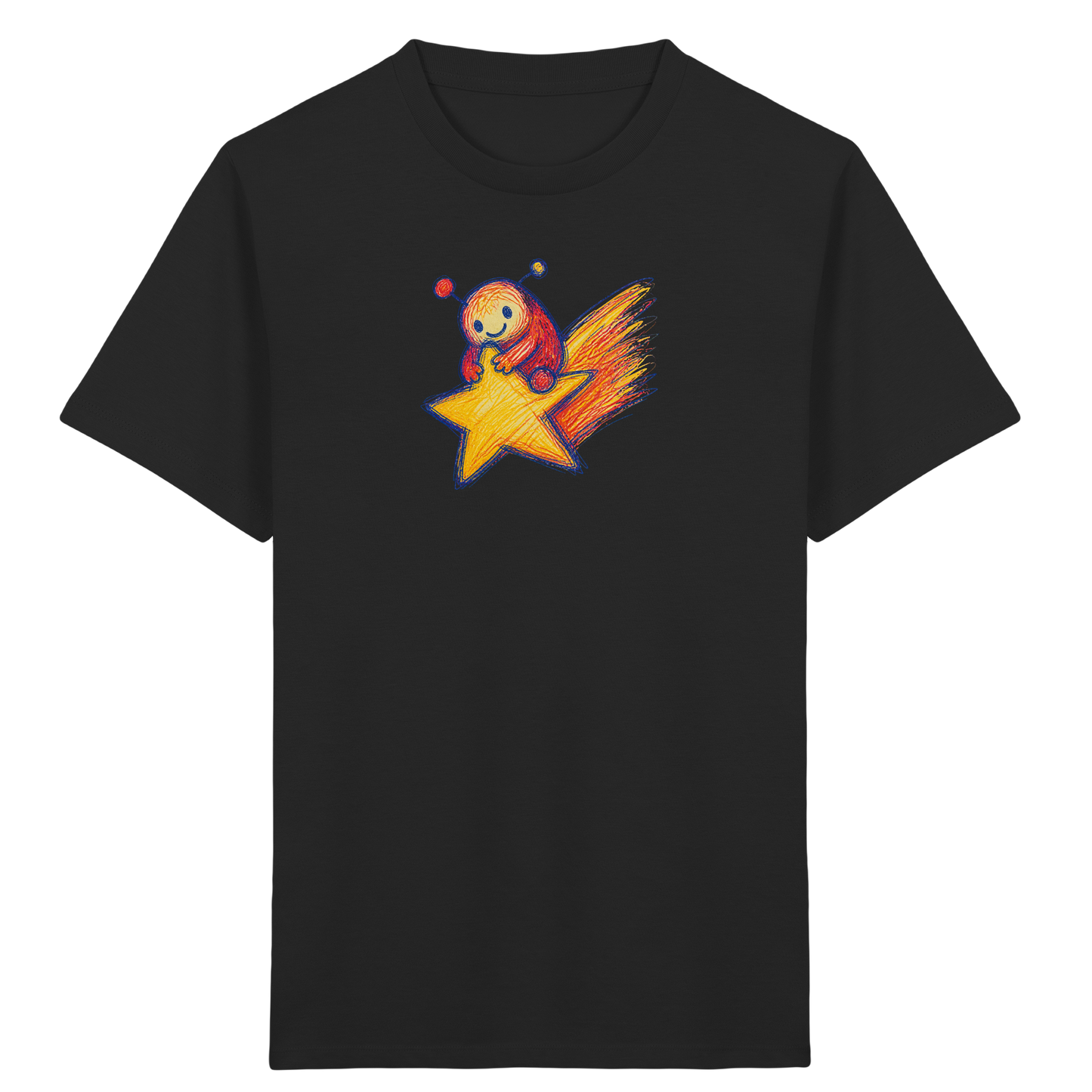 Kleines Monster auf Sternschnuppe - Kinder Bio T-Shirt