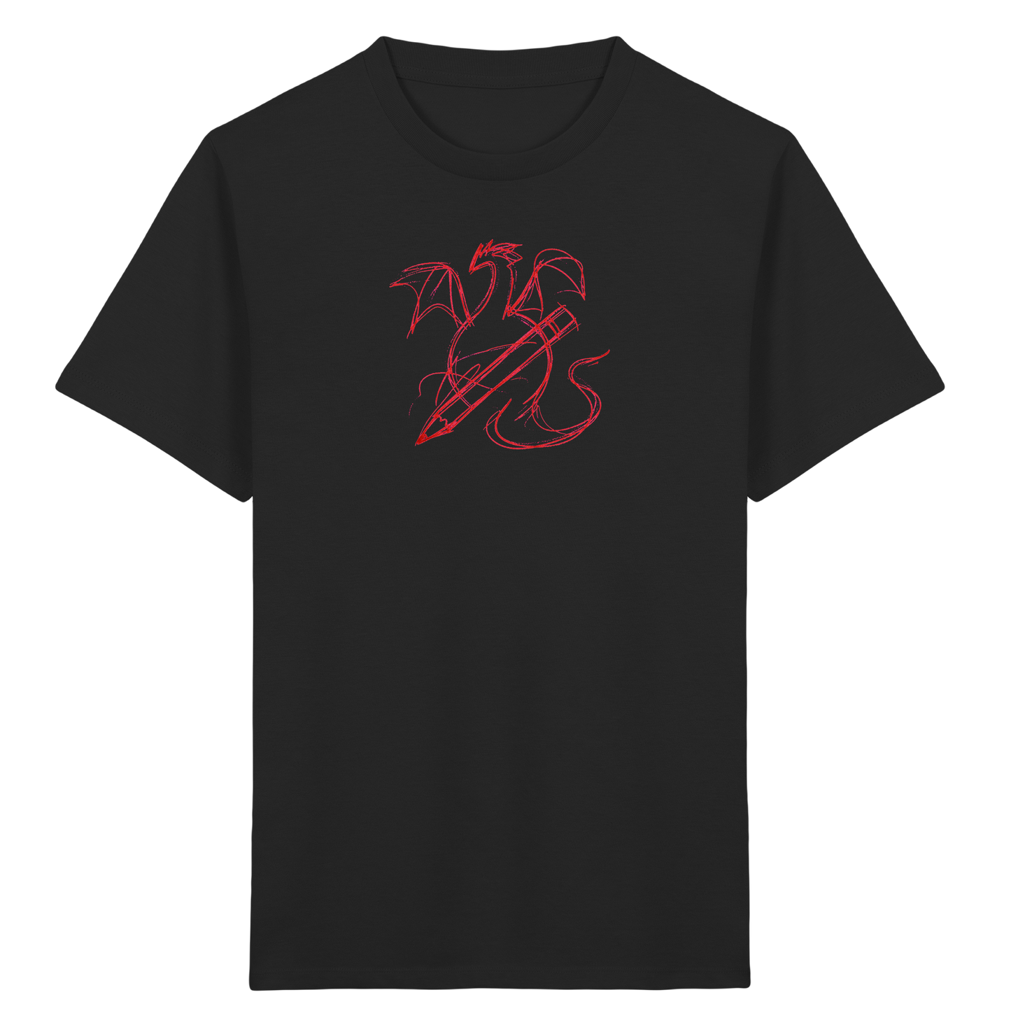 Ziegelroter Krakeldrache mit Bleistift - Kinder Bio T-Shirt