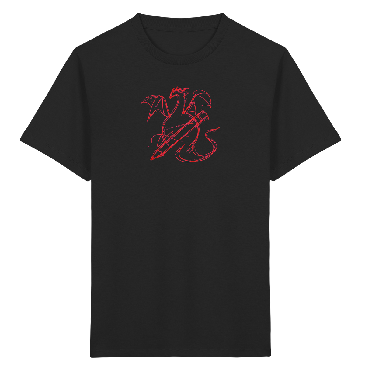 Ziegelroter Krakeldrache mit Bleistift - Kinder Bio T-Shirt