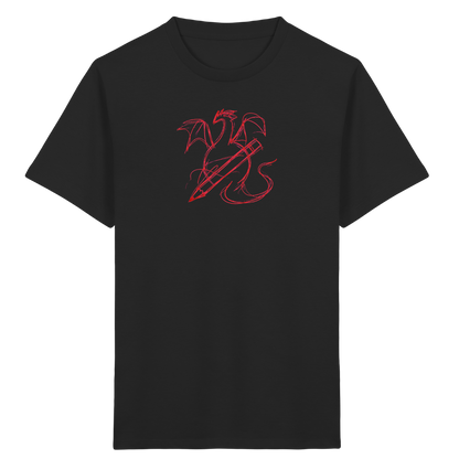 Ziegelroter Krakeldrache mit Bleistift - Kinder Bio T-Shirt