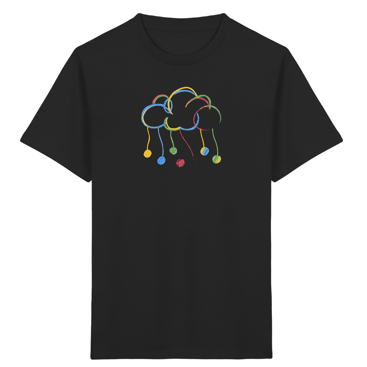 Bunte Farbpunkt Wolke - Kinder Bio T-Shirt Vorderseite