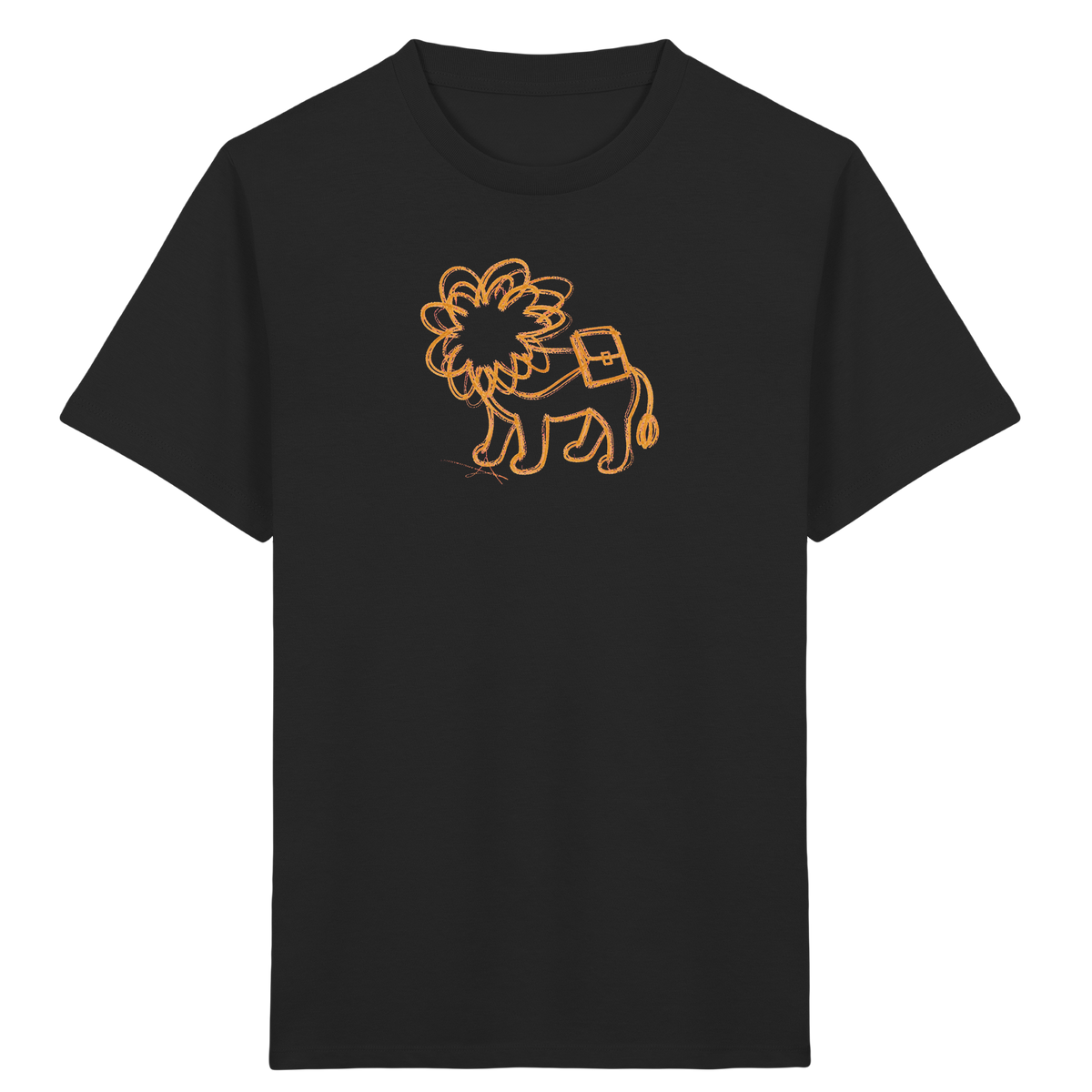 Senfgelber Krakellöwe mit Ranzen - Kinder Bio T-Shirt