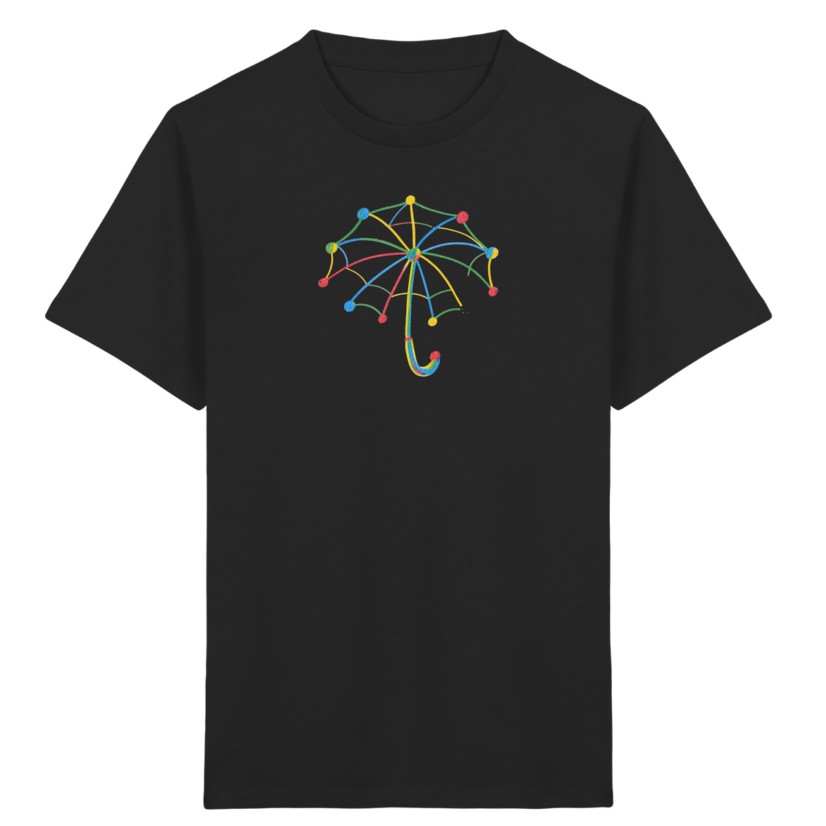 Bunter Farbpunkt Regenschirm - Kinder Bio T-Shirt Vorderseite
