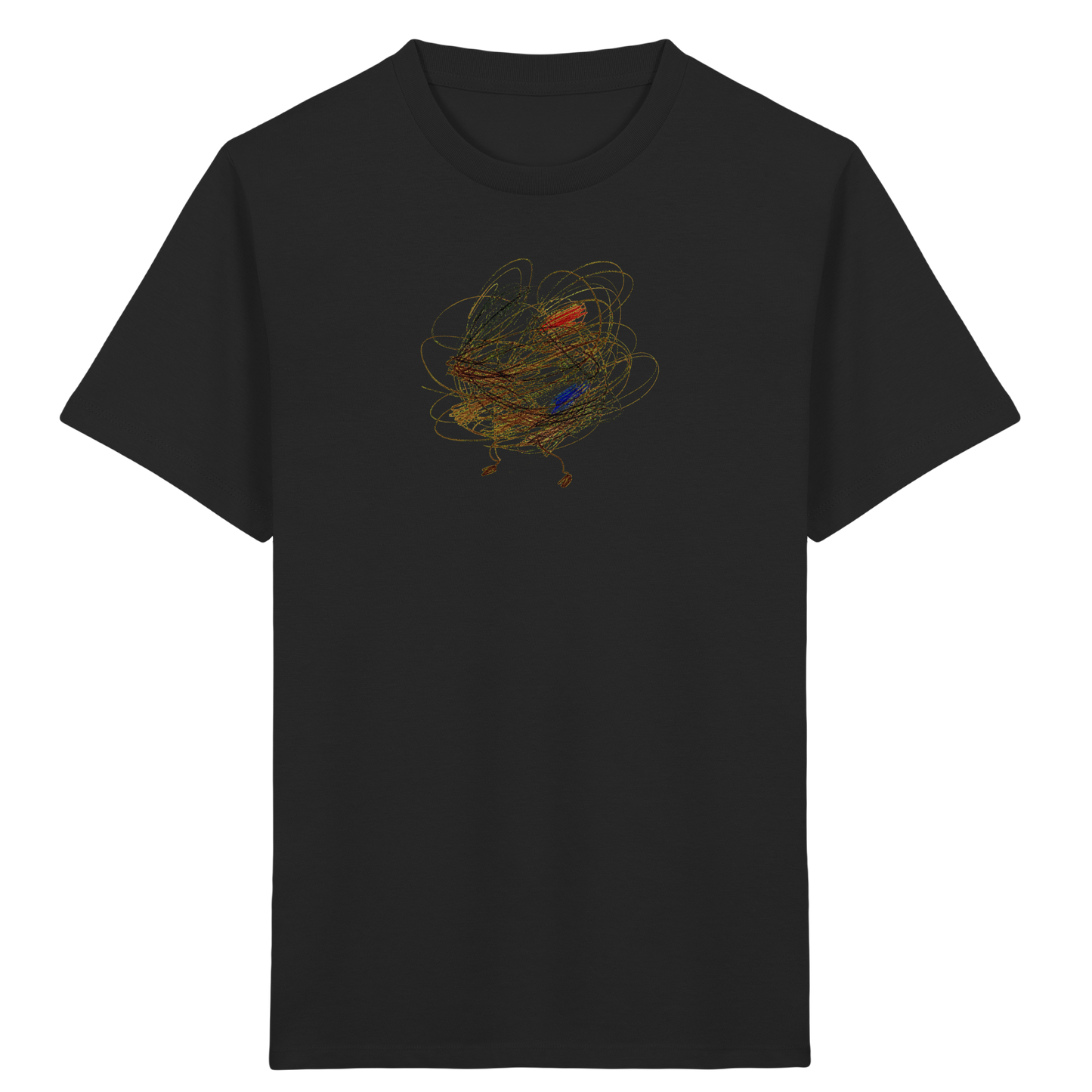 Schwarzes Kinder Bio T-Shirt mit abstraktem Vogel-Motiv