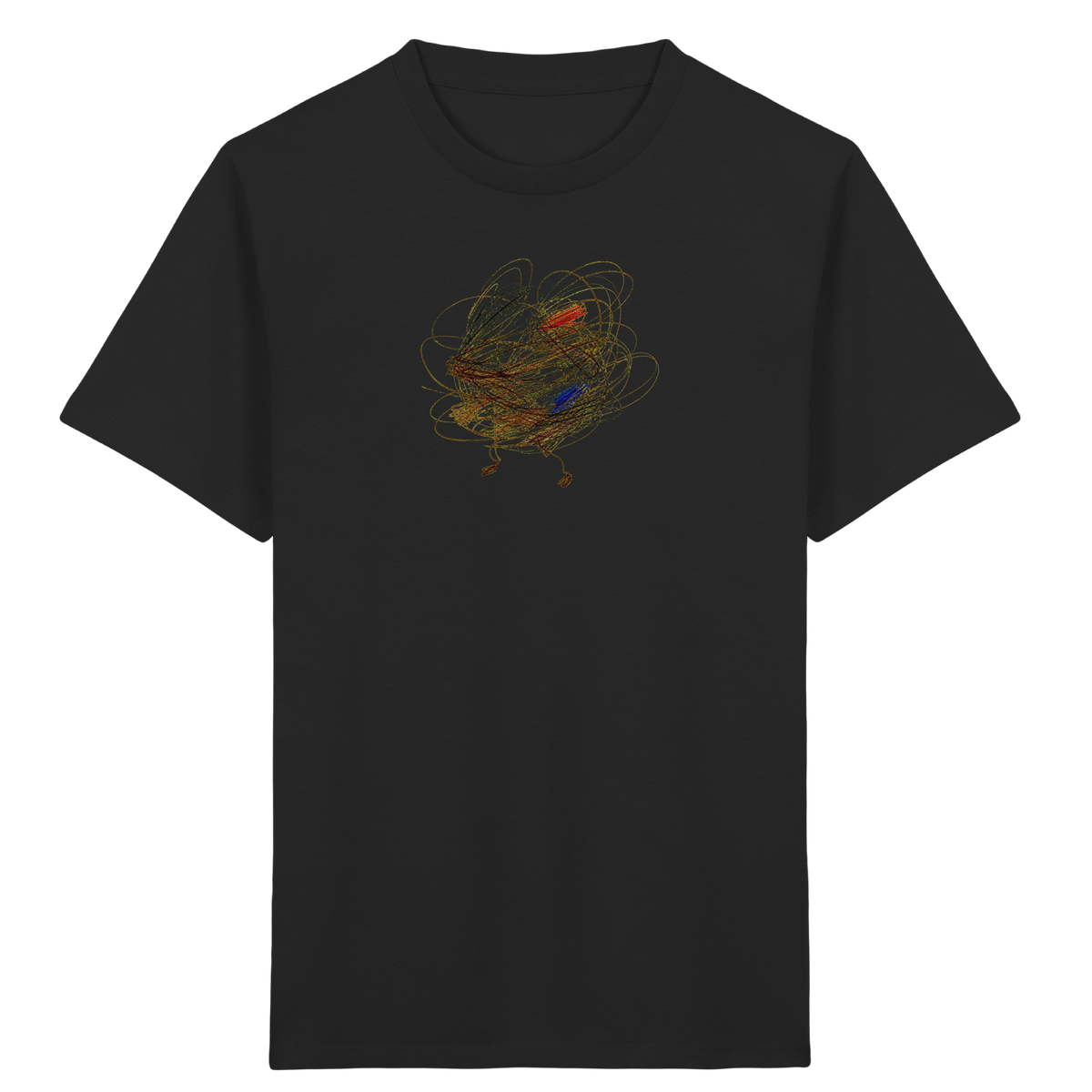 Schwarzes Kinder Bio T-Shirt mit abstraktem Vogel-Motiv