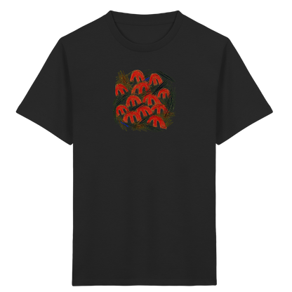 Schwarzes Kinder Bio T-Shirt mit Pilz-Motiv im Kritzelstil