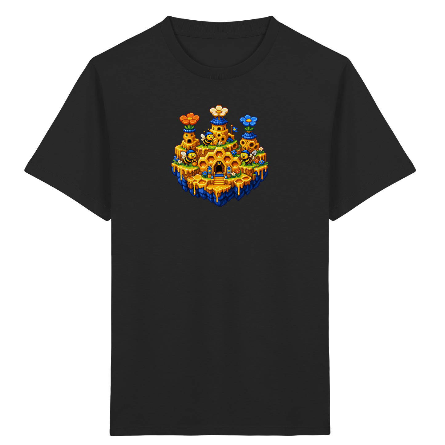 Fröhliches Pixel-Art Bienen T-Shirt - Kinder Bio T-Shirt