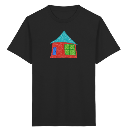 Rotes Haus mit Türkisdach - Kinder Bio T-Shirt Vorderseite