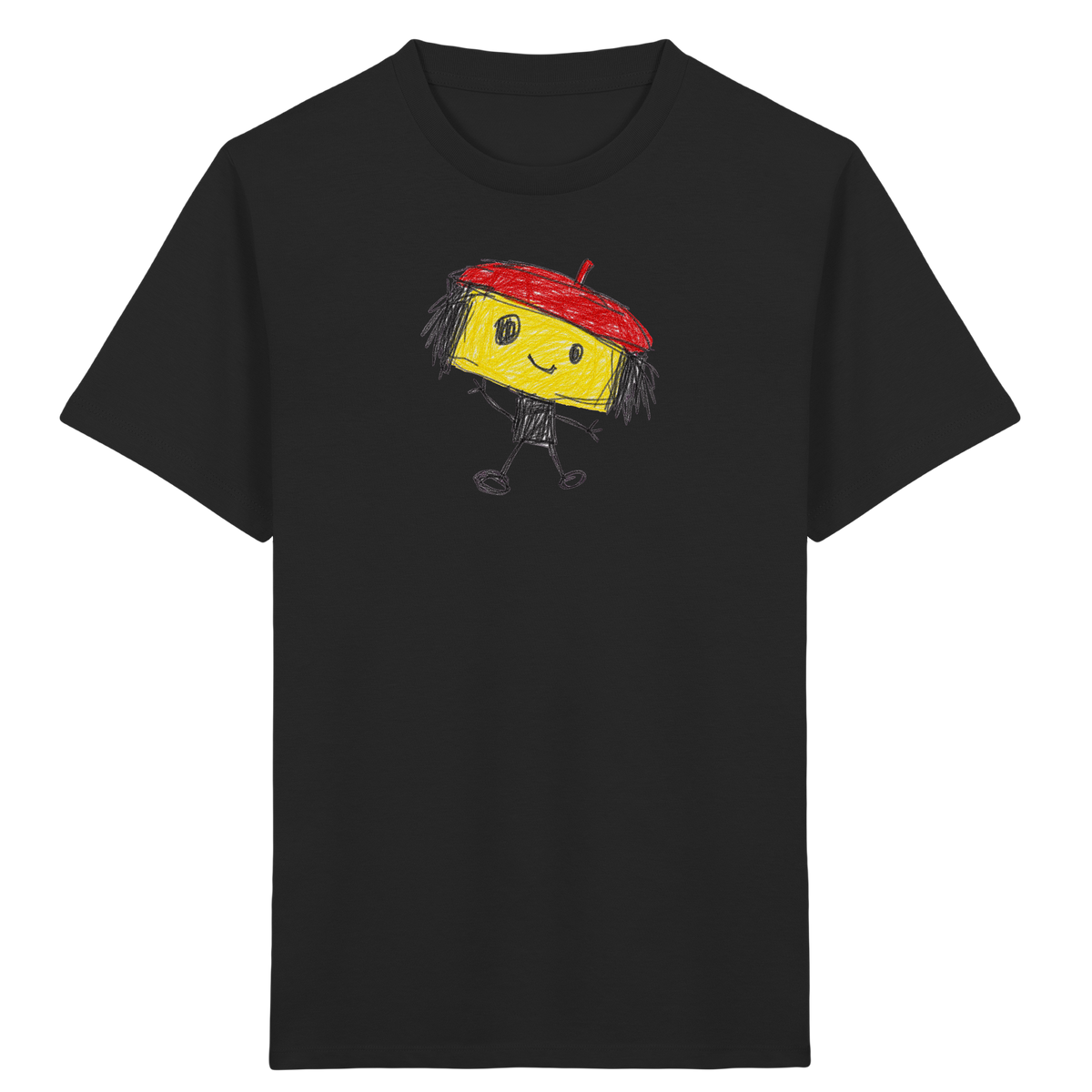 Kritzelkopf mit roter Mütze - Kinder Bio T-Shirt Vorderseite