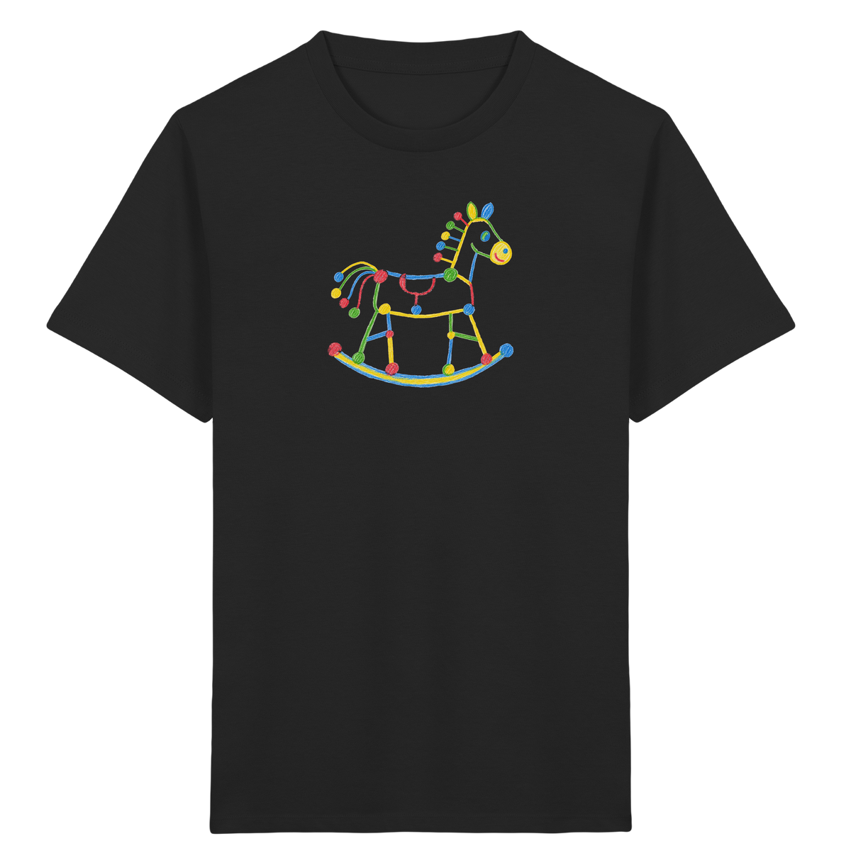 Farbpunkt Schaukelpferd Kinder Shirt - Kinder Bio T-Shirt Vorderseite