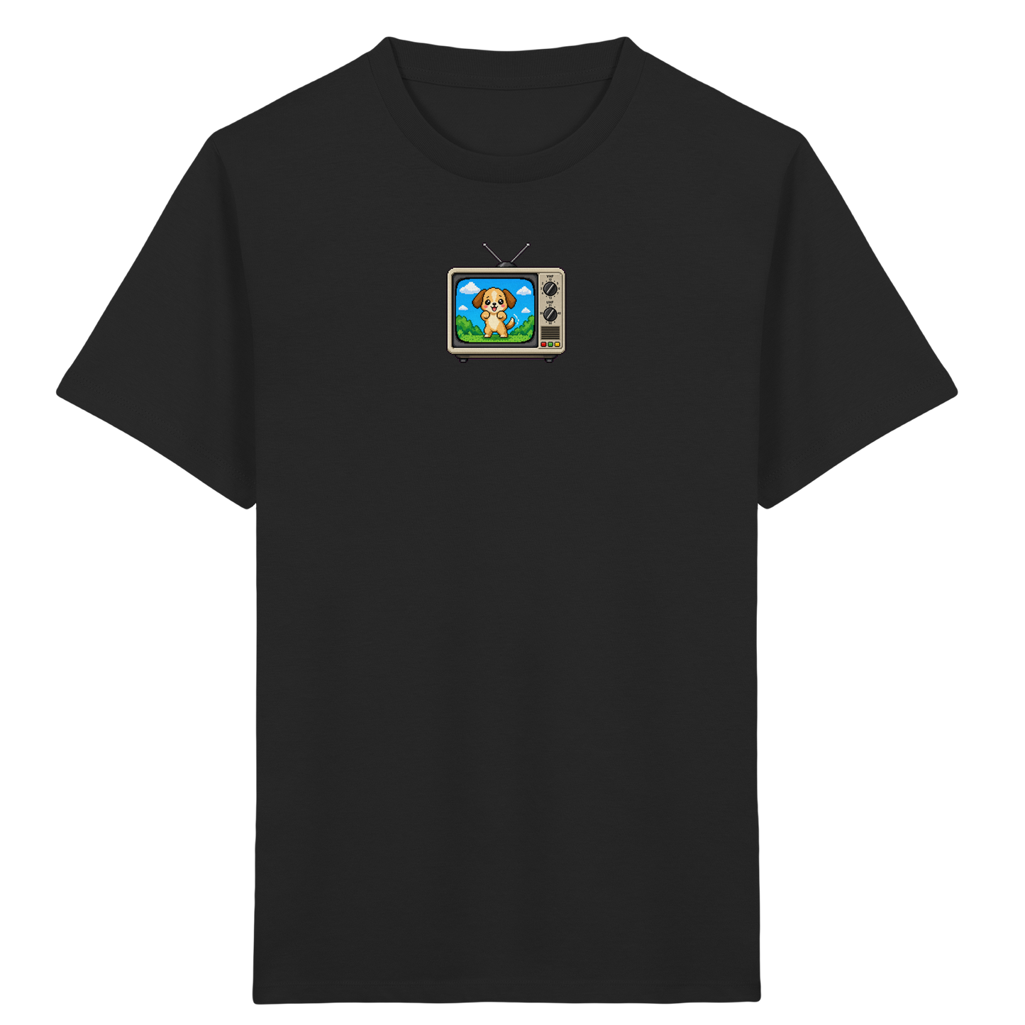 Pixel Hund im Retro Fernseher - Kinder Bio T-Shirt