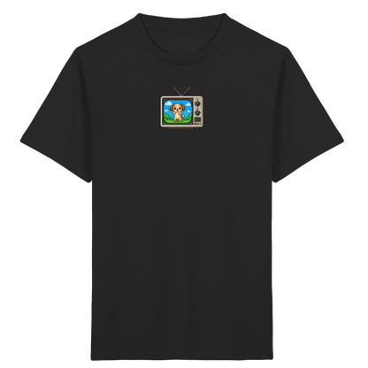 Pixel Hund im Retro Fernseher - Kinder Bio T-Shirt