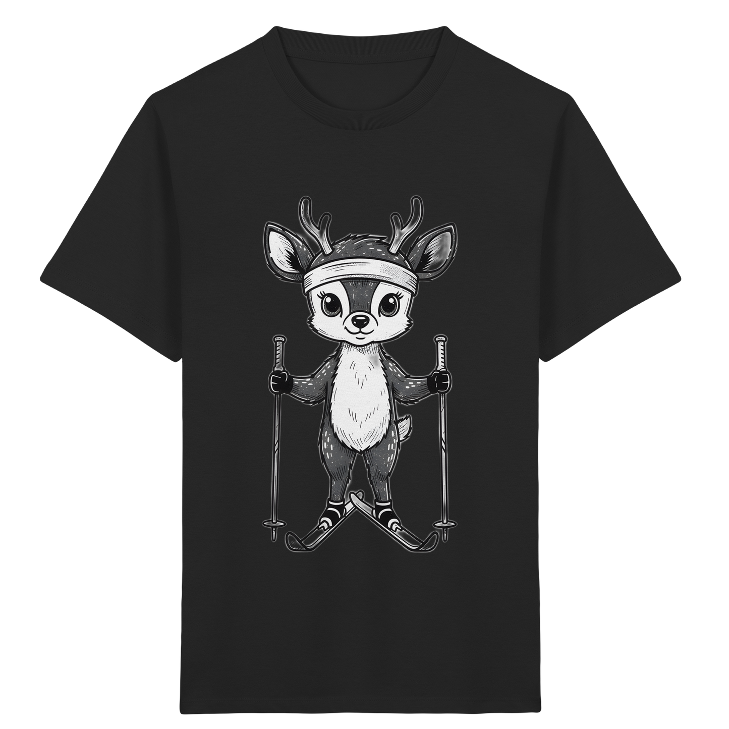 Niedliches Reh auf Skiern T-Shirt - Kinder Bio T-Shirt