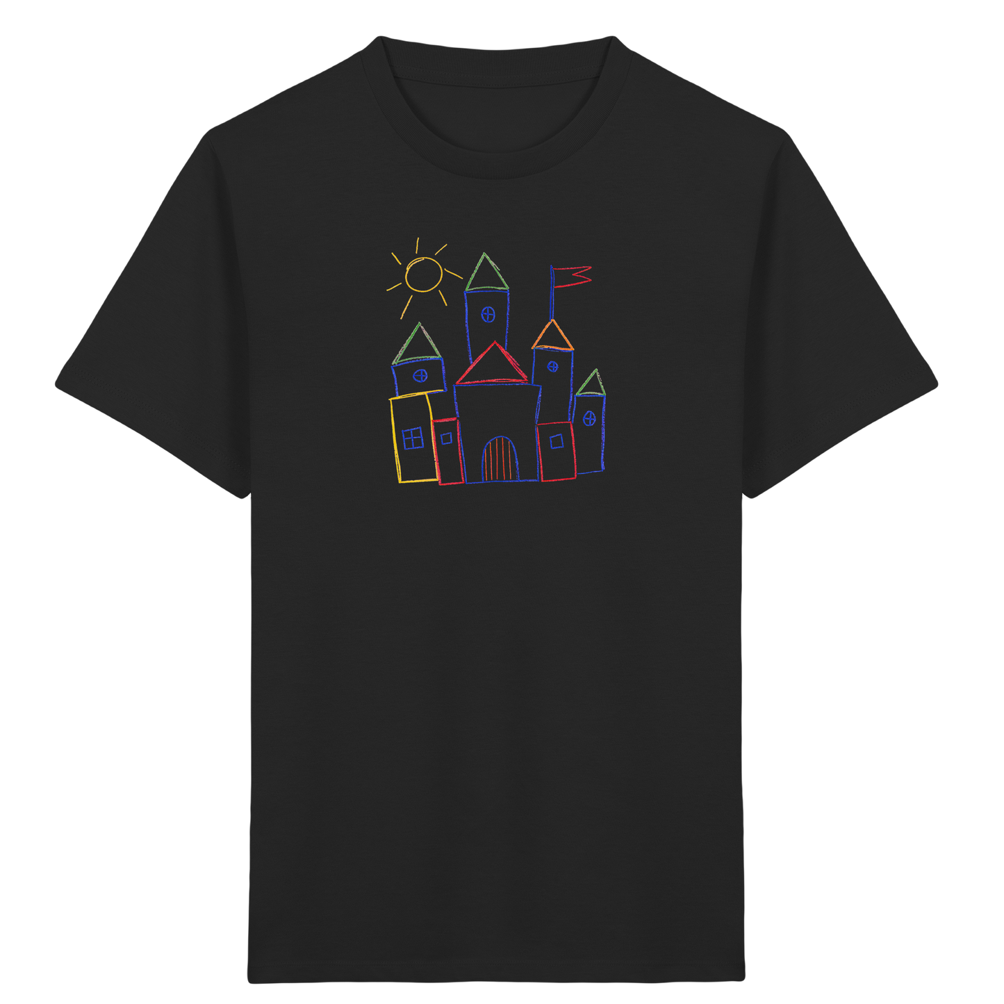 Fröhliches T-Shirt mit Märchenburg Motiv - Kinder Bio T-Shirt