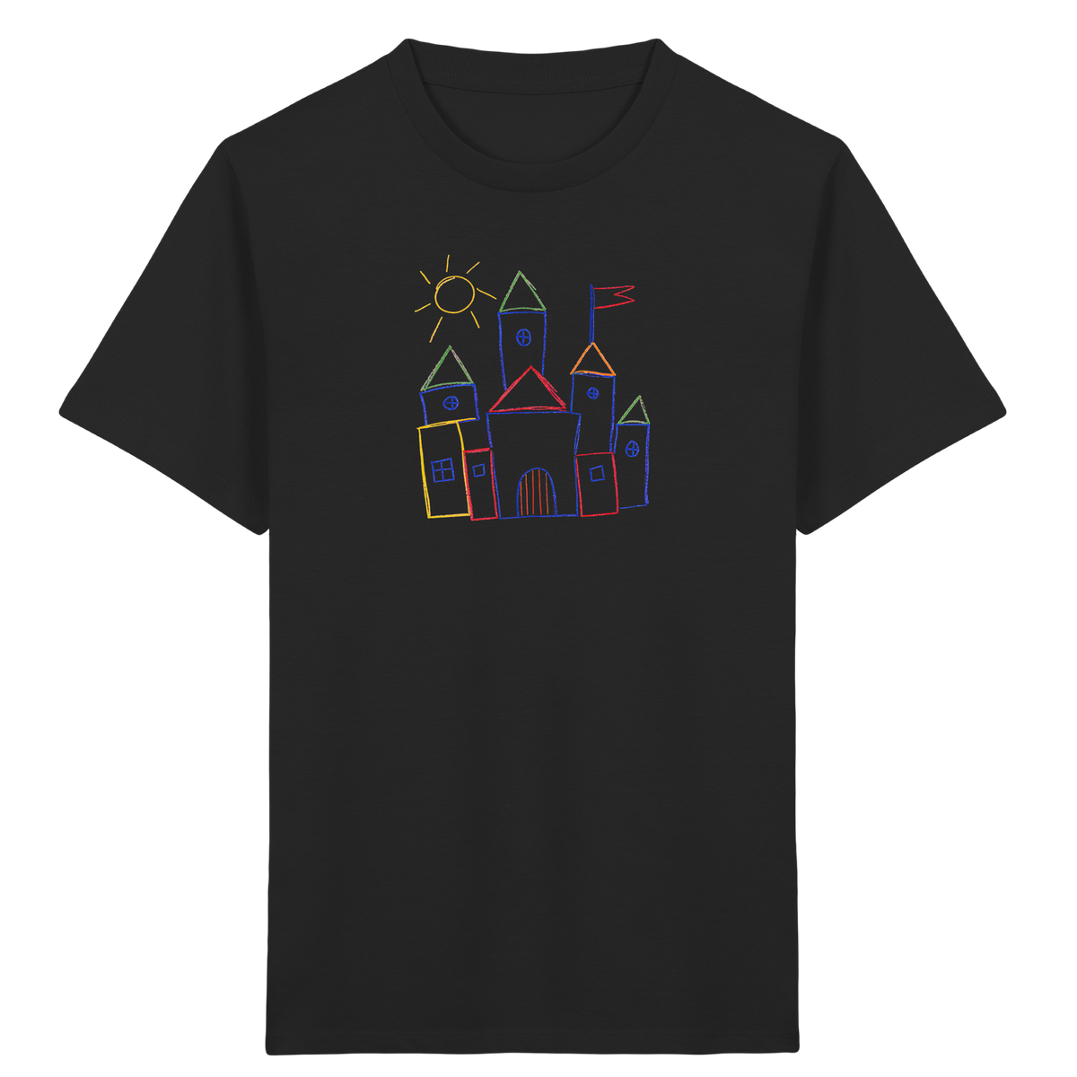 Fröhliches T-Shirt mit Märchenburg Motiv - Kinder Bio T-Shirt