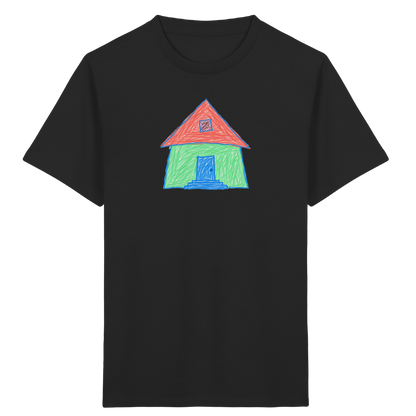 Mintgrünes Haus mit Spitzdach - Kinder Bio T-Shirt Vorderseite