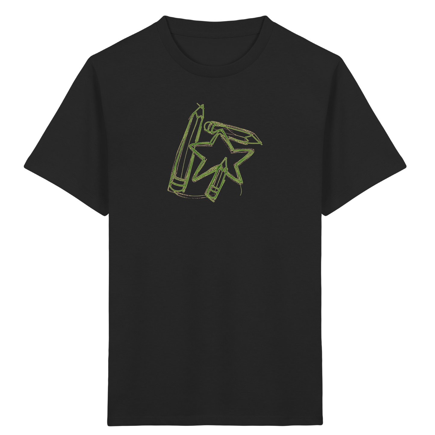 Grüne Stiftefamilie mit Mutstern - Kinder Bio T-Shirt