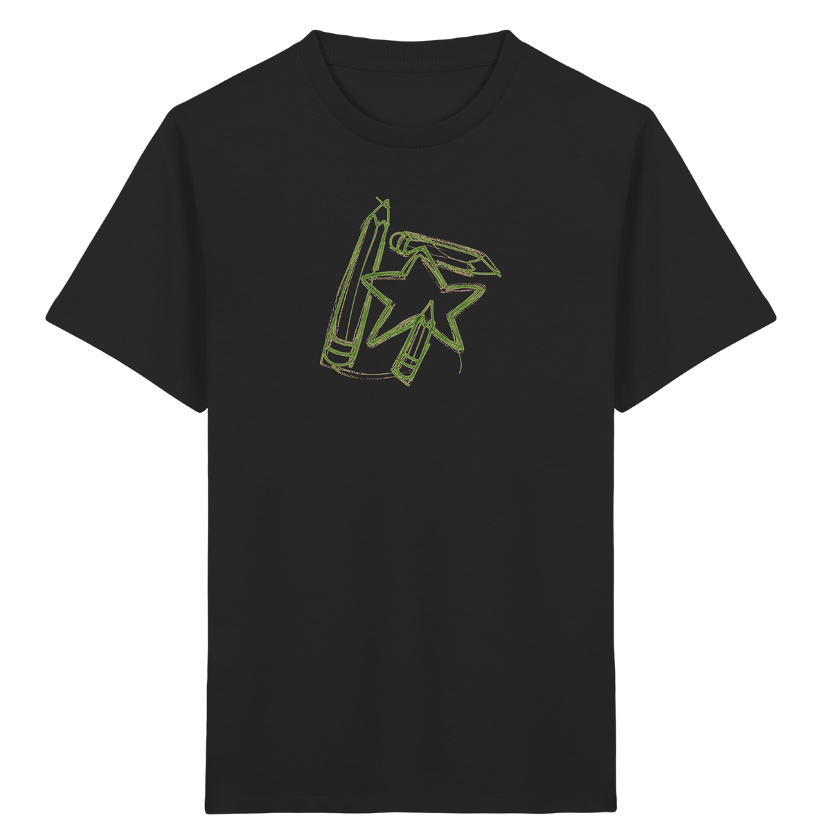 Grüne Stiftefamilie mit Mutstern - Kinder Bio T-Shirt