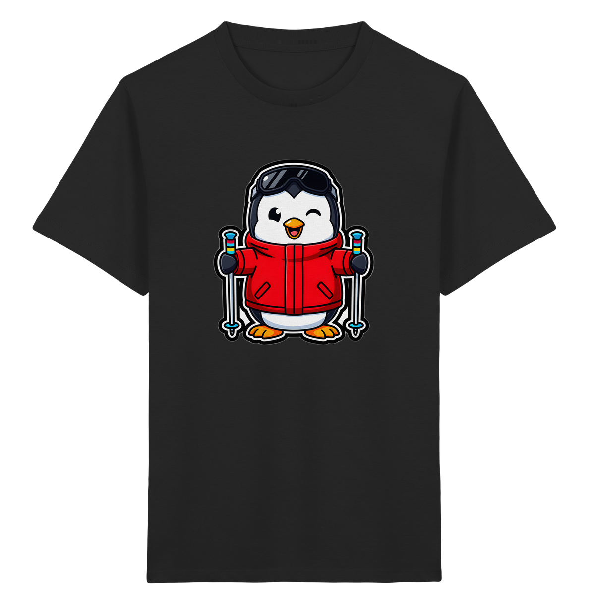 Fröhlicher Pinguin Ski Abenteuer Shirt - Kinder Bio T-Shirt