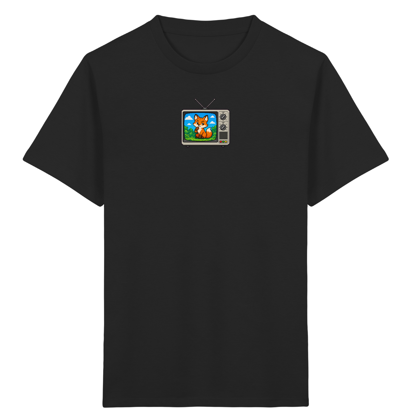 Pixel Fuchs im Retro Fernseher - Kinder Bio T-Shirt