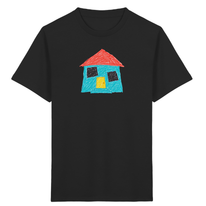 Türkises Haus mit Zwillingsfenstern - Kinder Bio T-Shirt Vorderseite