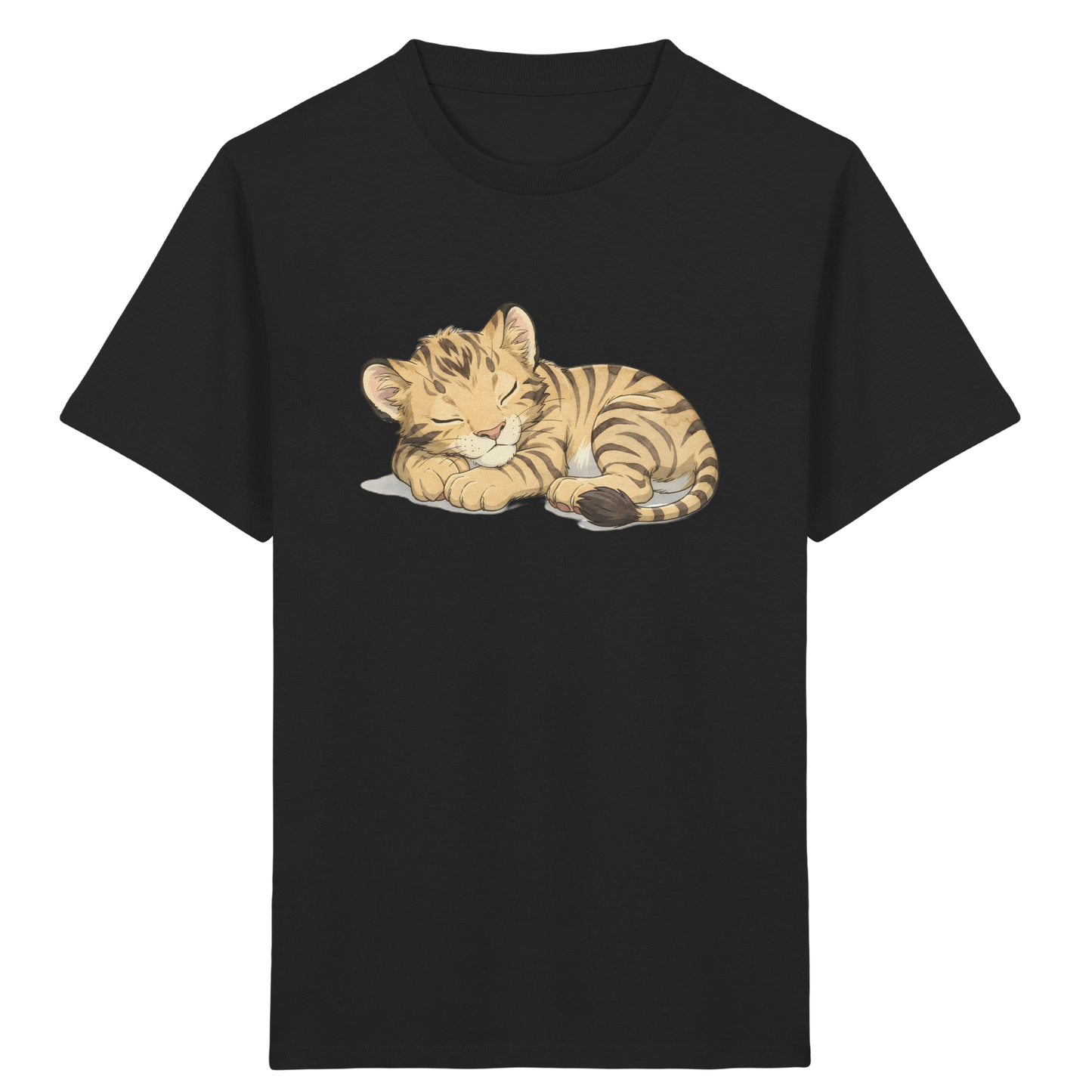 Schlafendes Tigerjunges: Kuscheliges Aquarell T-Shirt - Kinder Bio T-Shirt