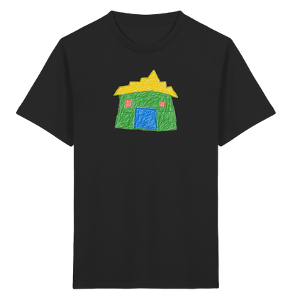 Grünes Haus mit Stufendach - Kinder Bio T-Shirt Vorderseite