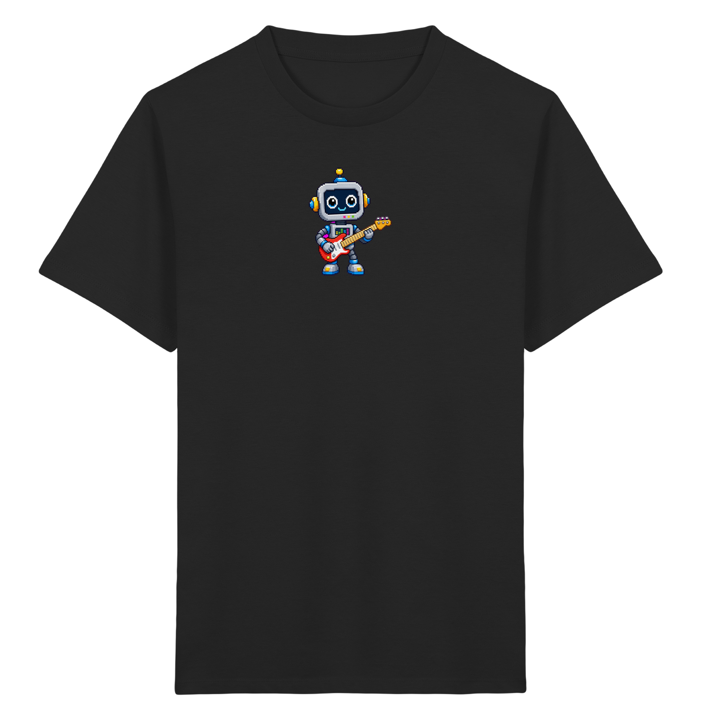 Pixel Roboter rockt E-Gitarre - Kinder T-Shirt