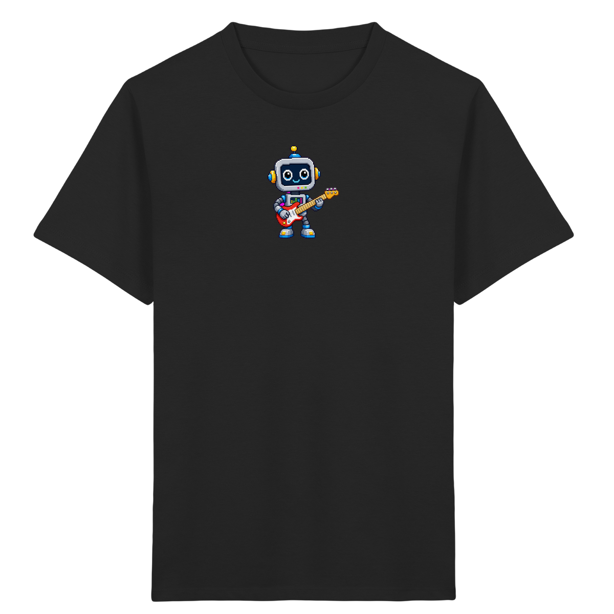 Pixel Roboter rockt E-Gitarre - Kinder T-Shirt