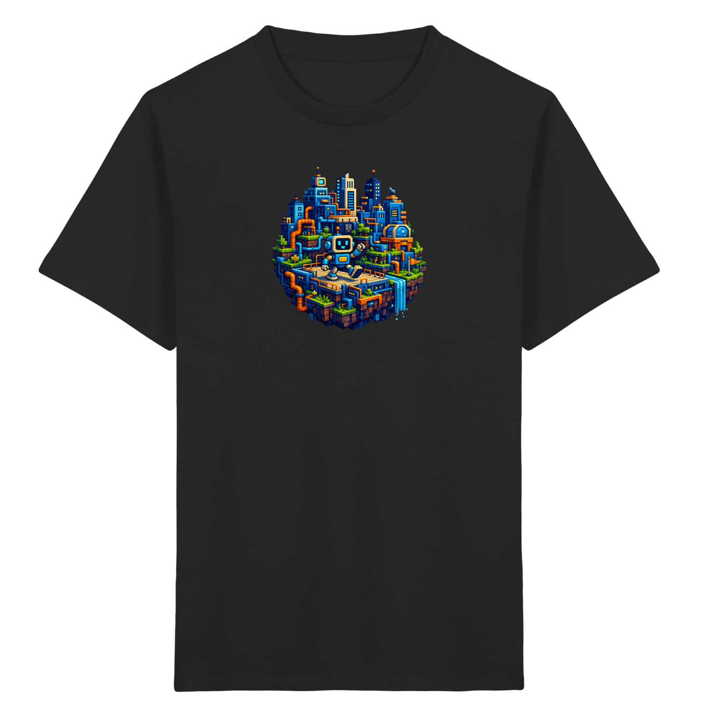 Pixel Roboter Insel Abenteuer T-Shirt - Kinder Bio T-Shirt
