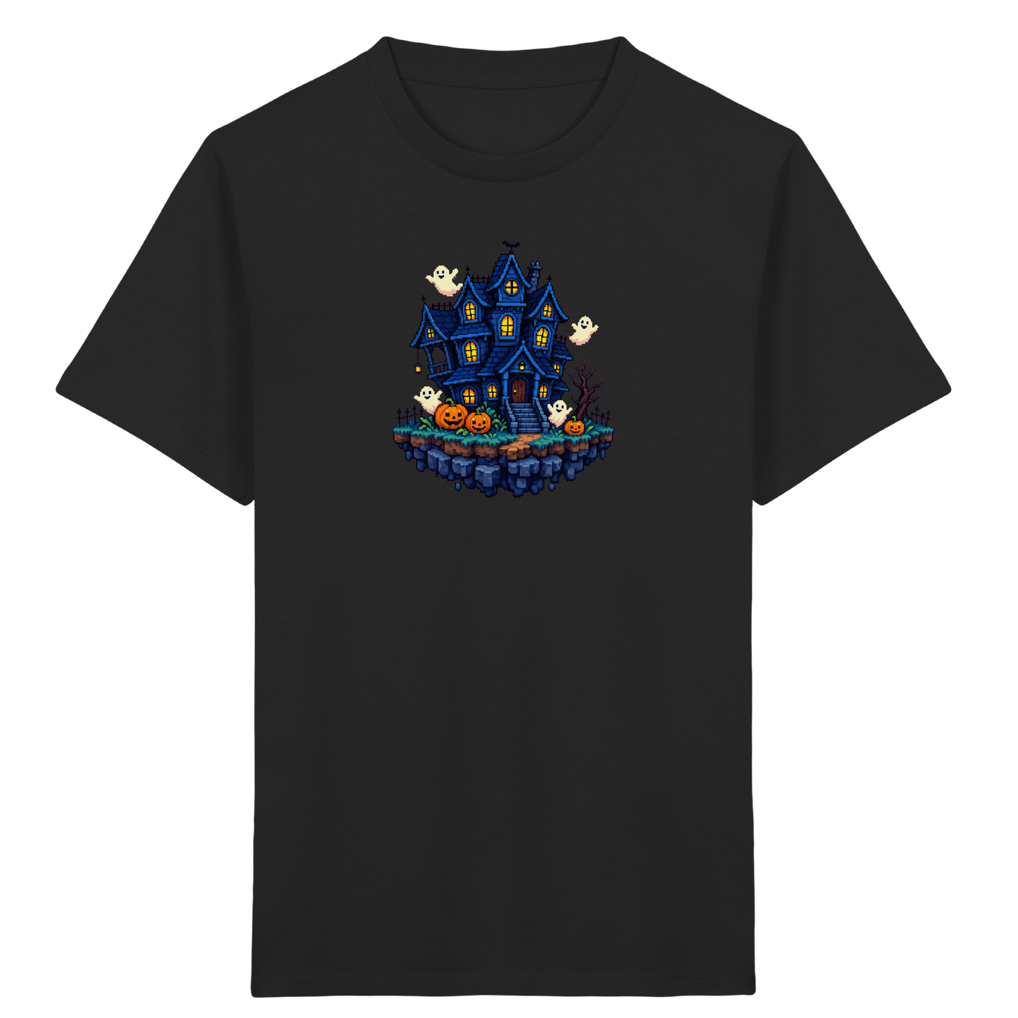 Magisches Pixel Geisterhaus Halloween T-Shirt - Kinder Bio T-Shirt