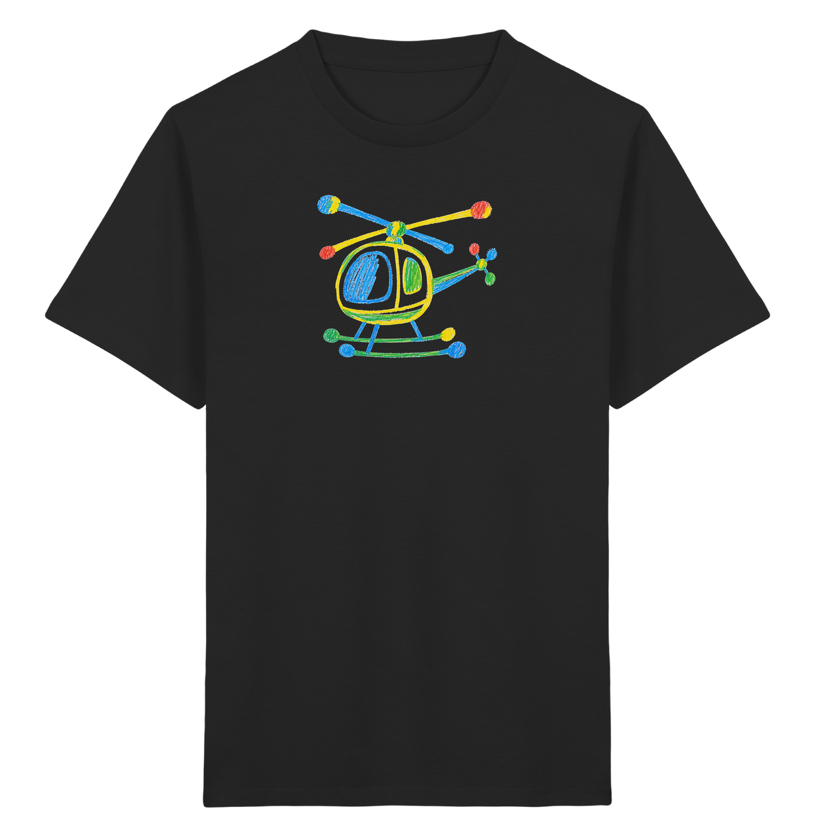Bunter Farbpunkt Hubschrauber - Kinder Bio T-Shirt Vorderseite