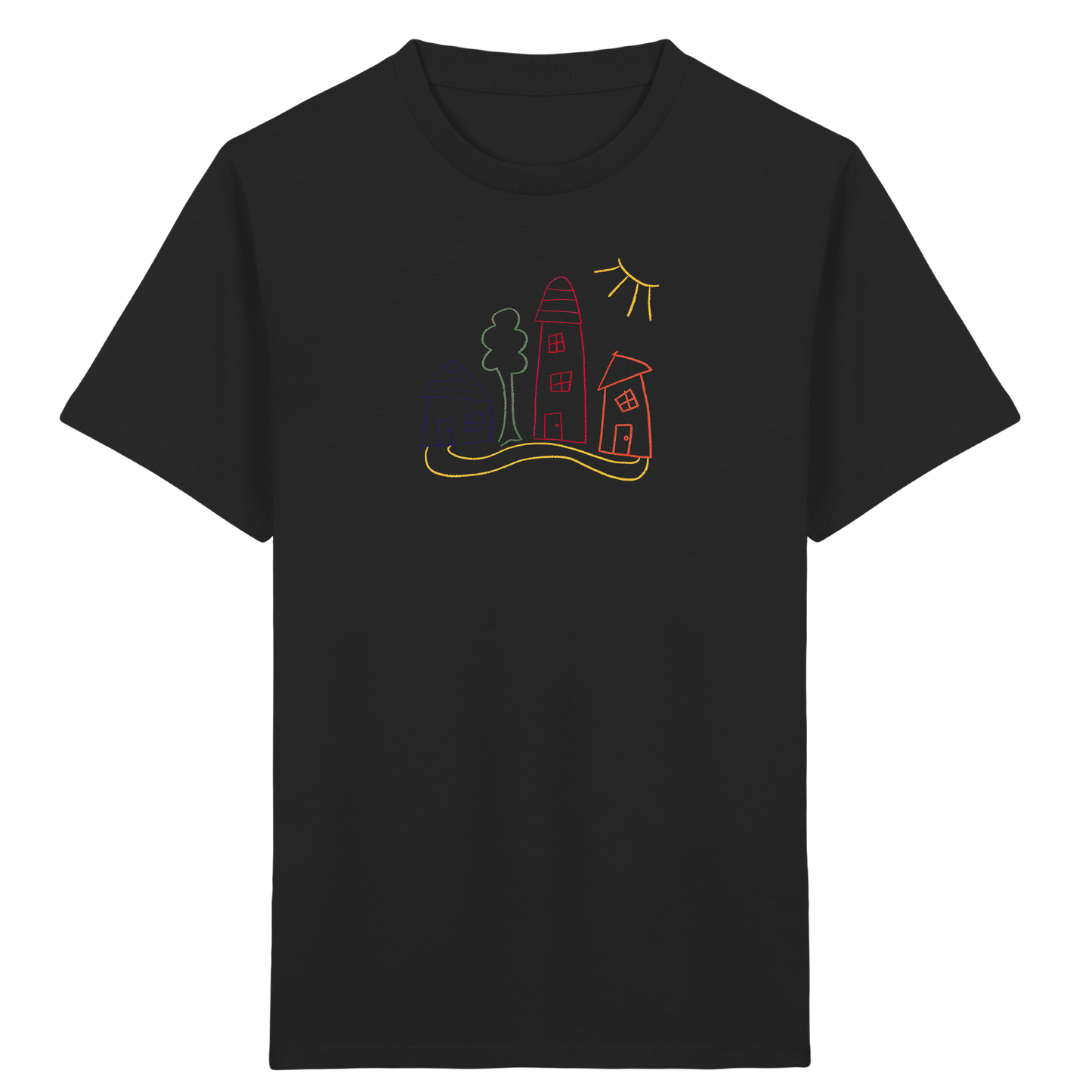 Buntes Dorf T-Shirt für Kinder - Kinder Bio T-Shirt