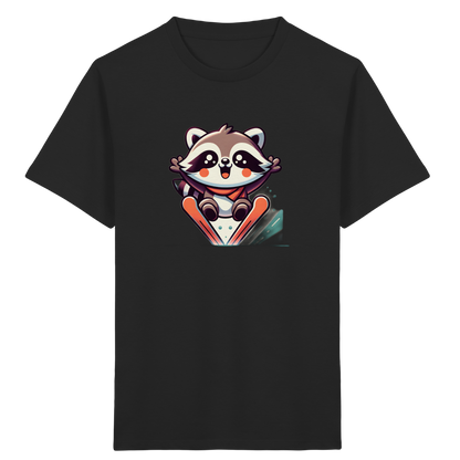 Waschbär auf Skiern – Kinder Bio-T-Shirt