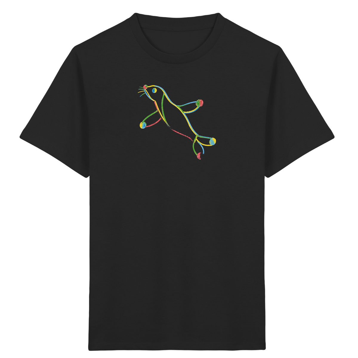 Bunte Farbpunkt Robbe Kinder - Kinder Bio T-Shirt Vorderseite