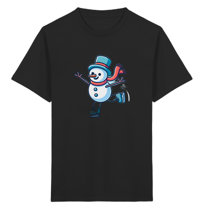 Schneemann auf Schlittschuhen – Kinder Bio-T-Shirt