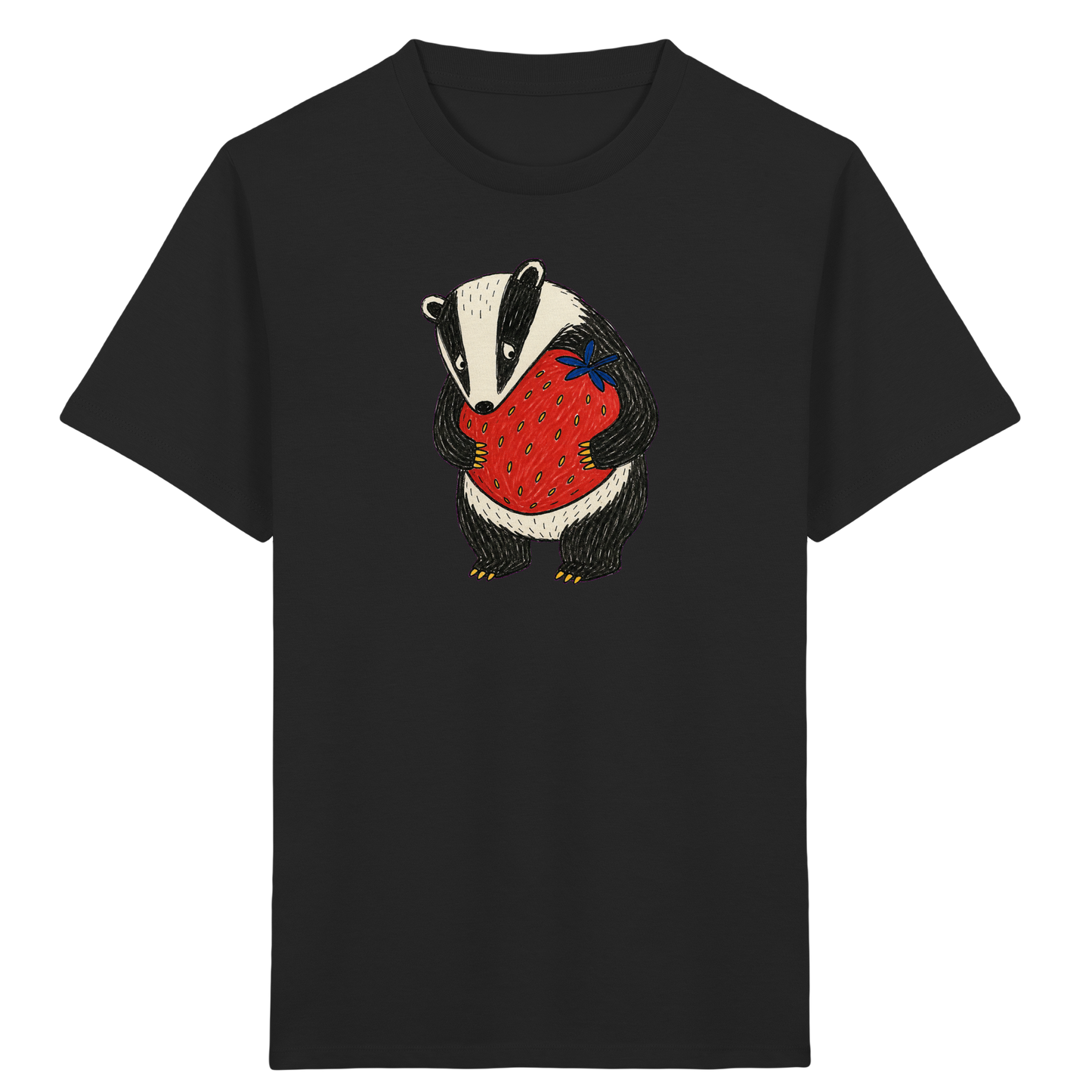 Süßer Dachs mit roter Erdbeere - Kinder Bio T-Shirt