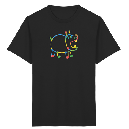 Buntes Farbpunkt Nilpferd Shirt - Kinder Bio T-Shirt Vorderseite