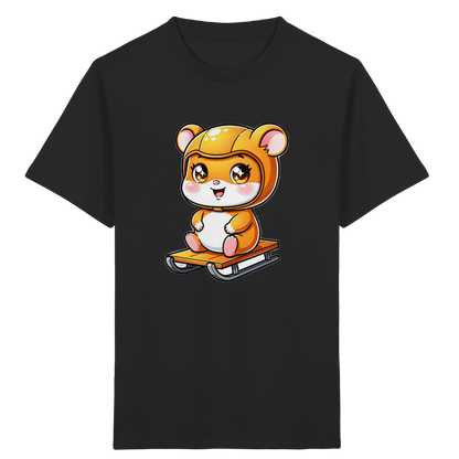 Kinder-T-Shirt mit Hamster auf einem Schlitten
