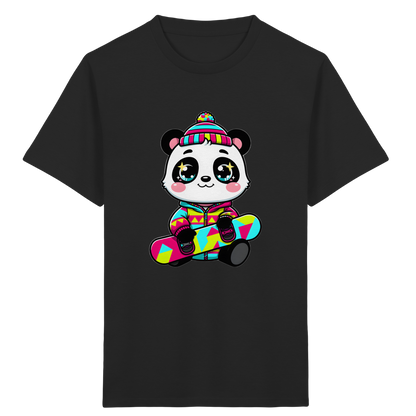 Kinder-T-Shirt mit Panda auf einem Snowboard