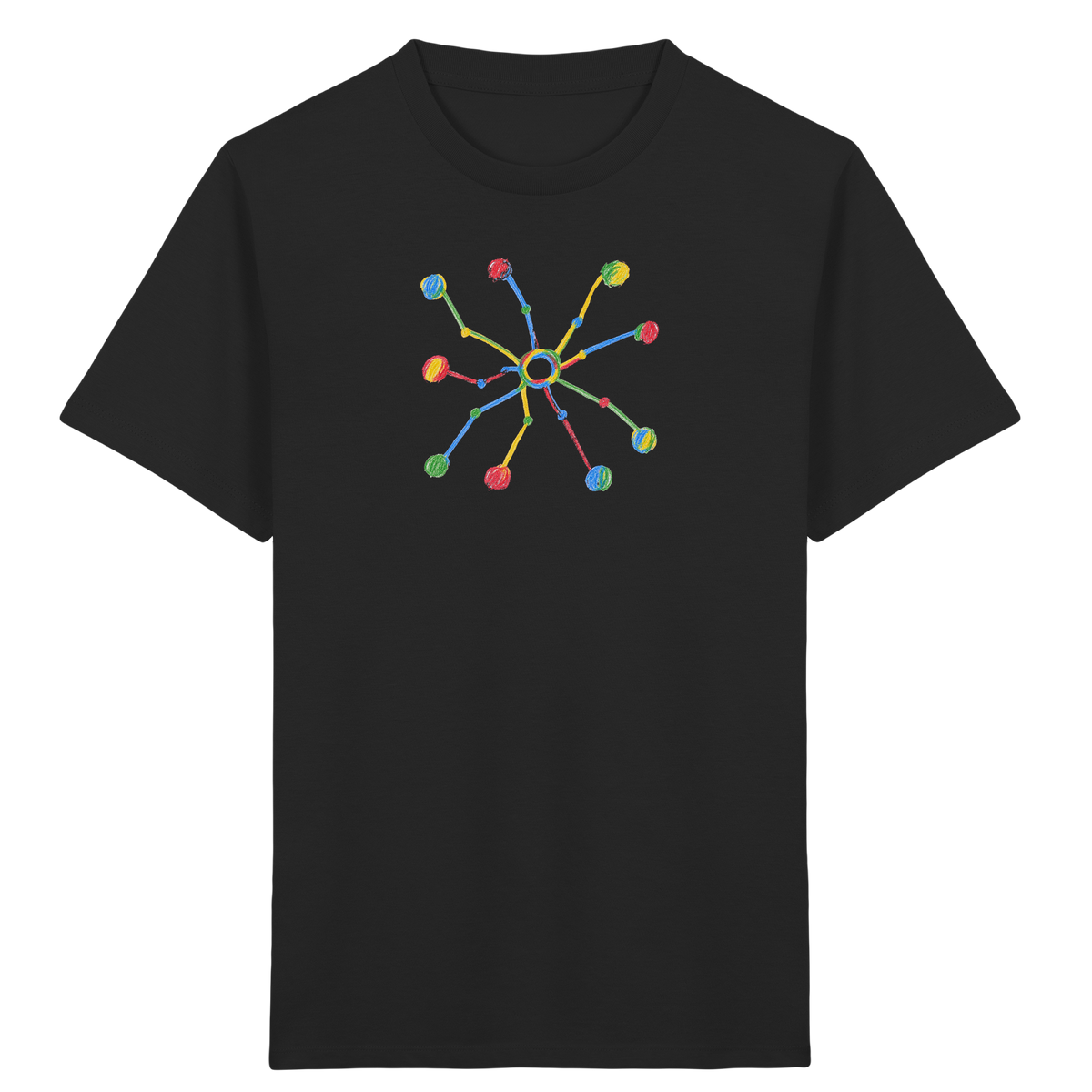 Bunte Farbpunkt Spinne - Kinder Bio T-Shirt Vorderseite