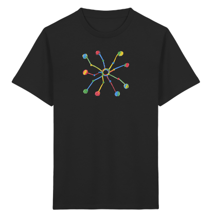 Bunte Farbpunkt Spinne - Kinder Bio T-Shirt Vorderseite